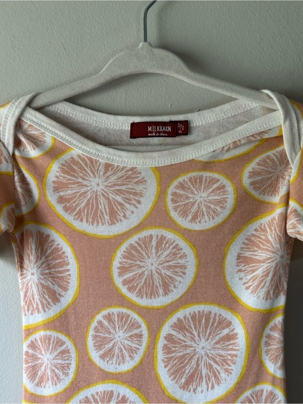 milkbarn Grapefruit Citrus Baby Organic Cotton Bodysuit Size 6-12 Mo